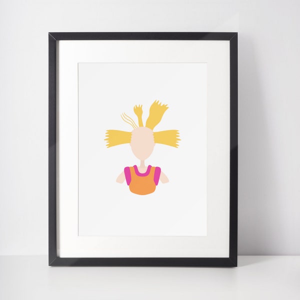 CYNTHIA / Impresión minimalista de personajes / Retrato / Póster / Arte mural imprimible / Ilustración / Dibujos animados de los 90