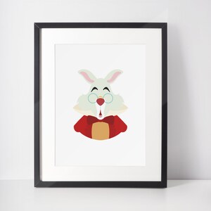 BIAŁY KRÓLIK | Film Minimalistyczny Wydruk | Portret | Plakat | Wydrukowana Sztuka Ścienna | Ilustracja | Plakat Filmowy | Alicja W Krainie Czarów