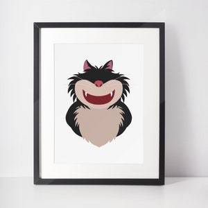 LUCIFER | Cat Minimalist Print | Portrait | Poster | Printable Wall Art | Illustration | Cats Poster | Cinderella