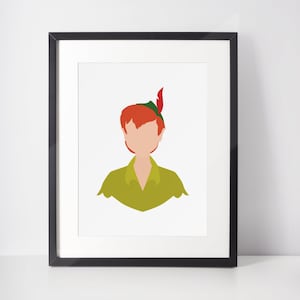 PETER PAN | Impressão minimalista de herói | Retrato | Pôster | Arte de parede para impressão | Ilustração | Terra do Nunca | Peter Pan
