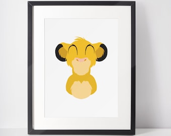 SIMBA | Africa Minimalist Print | Portrait | Poster | Printable Wall Art | Illustration | Hakuna Matata | The Lion King