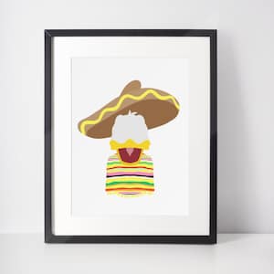 DONALD DUCK | Minimalist Print | Portrait | Poster | Printable Wall Art | Illustration | Latino | The Three Caballeros