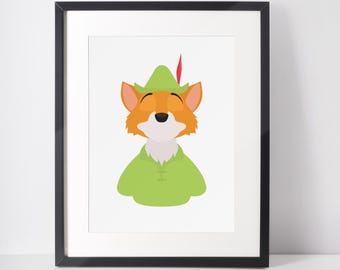 プリント.. ロビンフッド.. サイン入りファンアート A4. ディズニー