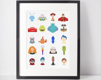 PIXAR LINE-UP | Minimalist Print | Portrait | Poster | Printable Wall Art | Illustration | Character Line-Up