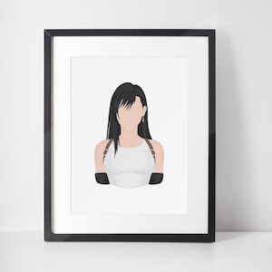 TIFA LOCKHART - FFVII | Minimalistischer Druck | Porträt | Poster | Druckbare Wandkunst | Illustration | Letzte Fantasie
