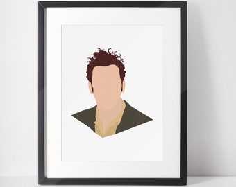 KRAMER | キャラクターミニマリストプリント | ポートレート | ポスター | 印刷可能なウォールアート | イラスト | シットコム | コメディ