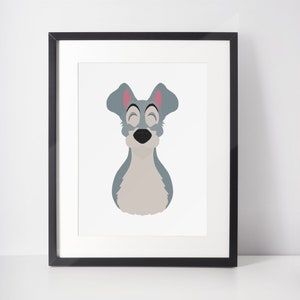 TRAMP / Stampa minimalista di cane / Ritratto / Poster / Arte murale stampabile / Illustrazione / Lilli e il vagabondo