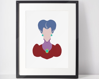 LADY TREMAINE / Impresión minimalista de villana / Retrato / Póster / Arte de pared imprimible / Ilustración / Villana / Cenicienta