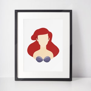 ARIEL | Minimalistischer Druck | Porträt | Poster | Druckbare Wandkunst | Illustration | Die kleine Meerjungfrau