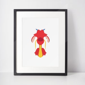 MUSHU / Impresión minimalista de princesa / Retrato / Póster / Arte de pared imprimible / Ilustración / Mulan / Compañera