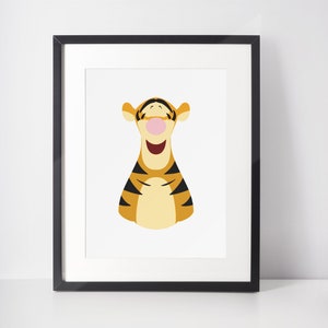 TIGER | Impressão minimalista | Retrato | Pôster | Arte de parede para impressão | Ilustração | Herói | Ursinho Pooh