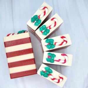Premium Holiday soap, Candy Cane, Handmade Goat Milk soap, Luxury soap, Kaolin Clay, Moisturizing Soap, Custom, Gift for him, Gift for her