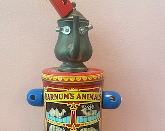 Vintage Animal Cracker Tin Robot