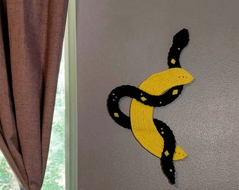 Lunar Serpent Crochet Wall Hanging Pattern - Witchy Art Home Decor - Celestial Nature Night Sky - Crescent Moon Phases Snakes and Stars
