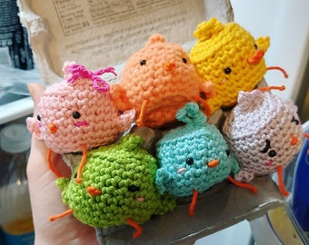 Easter Crochet Pattern - Rainbow Marshmallow Chicks - Printable for Surprise Containers - Blanket Yarn - Baskets - Craft Fair Show - Seller