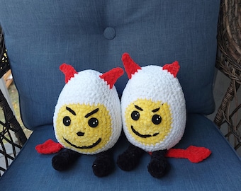 Deviled Egg Plushie - Crochet Pattern Only - Written Instructions with Pictures - Novelty Funny Pun Amigurumi for Thanksgiving - Stuffed