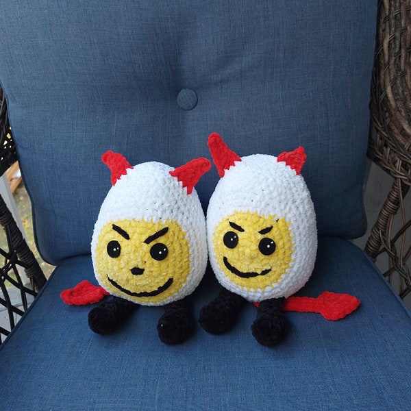Deviled Egg Plushie - Crochet Pattern Only - Written Instructions with Pictures - Novelty Funny Pun Amigurumi for Thanksgiving - Stuffed