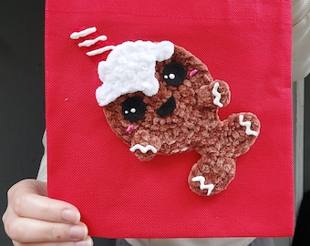 Gingerbread Narwhal Applique Crochet Pattern - Present Topper - Embellishment Patch - Christmas Holiday Celebration - Reusable Gift Bag