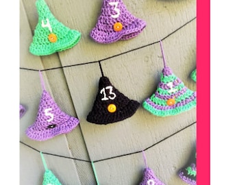 Advent Calendar for Halloween - Mini Witch Hat - Crochet Witch Hat - Crochet Halloween Decorations - Easy Crochet Patterns - DIY - Countdown