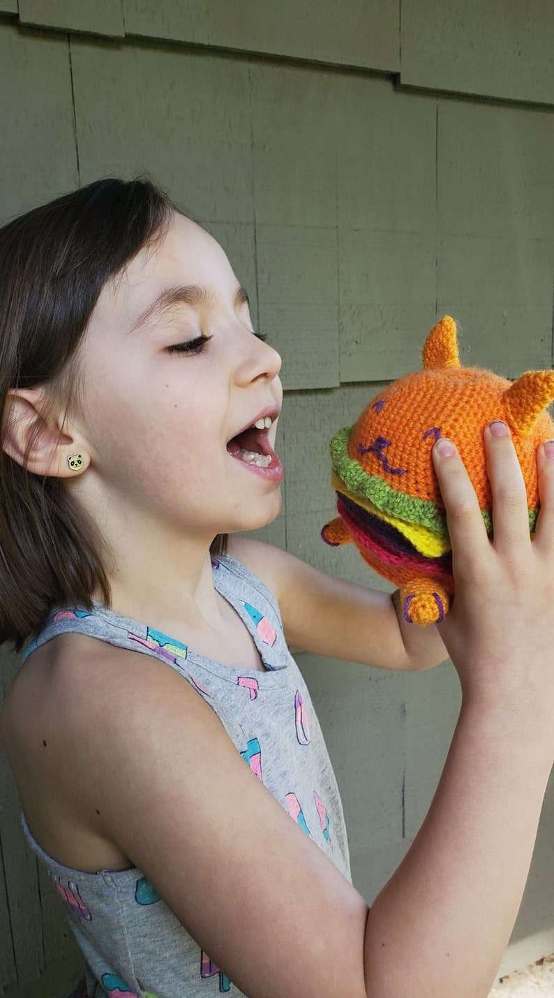 Rainbow Hamburger Cat Crochet Cat Pattern Cute Amigurumi Patterns Crochet Softie Patterns Stuffed Animals Cheeseburger Kitten image 3