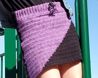 Lil Rebel Skirt - Girls Crochet Skirt Pattern - Crochet Patterns for Kids - Summer Crochet - Clothing - Two Color - Edgy - Playful - Fun