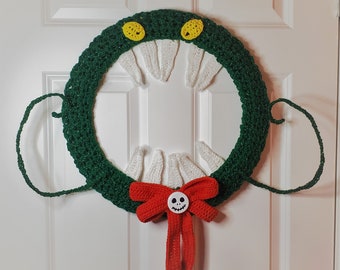 Man Eating Wreath - Crochet Wreath Pattern - NBC Inspired - Jack and Sally - Halloween - Christmas - Holiday Decoration