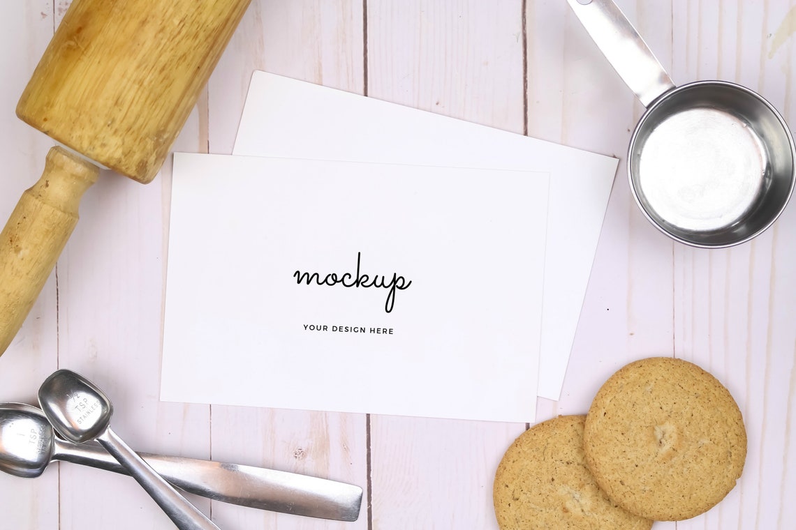 4x6 Recipe Cards Mockup with Rolling Pin Measuring Cup and | Etsy