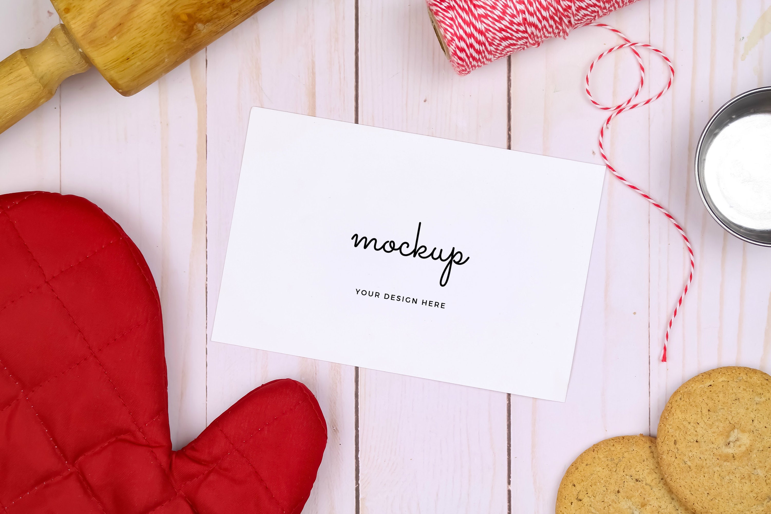 Download 4x6 Recipe Card Mockup with Rolling Pin Measuring Cup Twine | Etsy