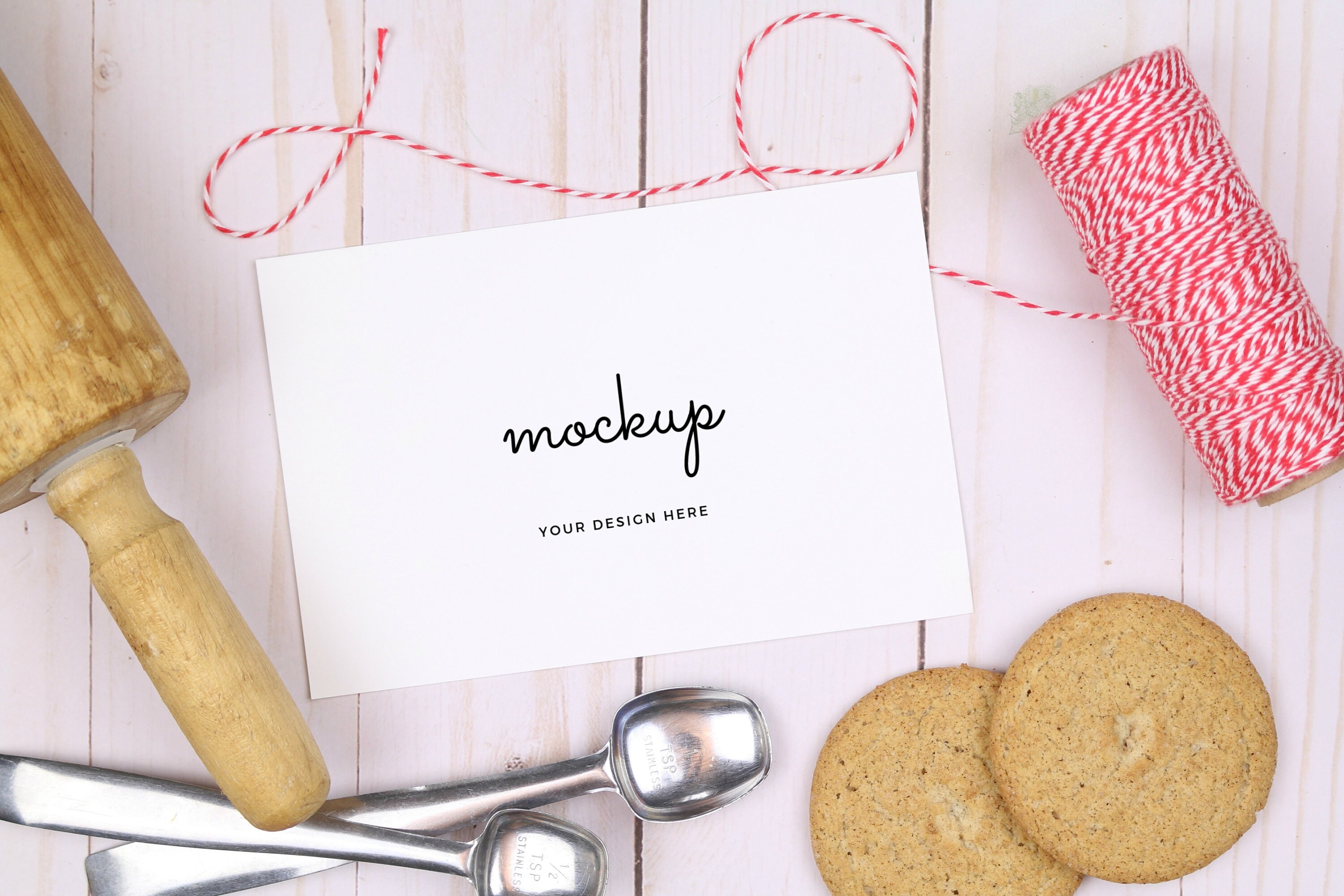 Download 4x6 Recipe Card Mockup with Rolling Pin Measuring Spoons and | Etsy
