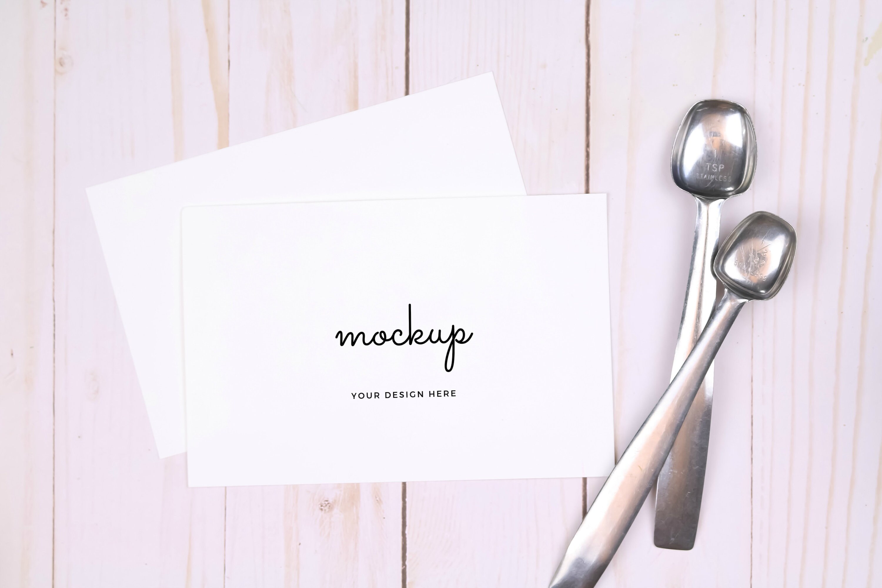 Download 4x6 Recipe Card Mockup with Measuring Spoons | Etsy