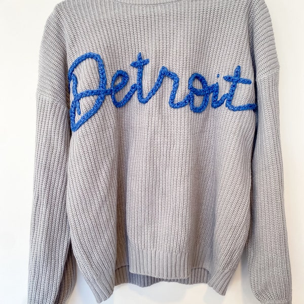 Detroit Lions Chunky Letter Sweater Woman’s || Super Bowl || red wings || tigers || Sports apparel