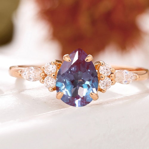 Vintage Alexandrite Engagement Ring Art Deco Wedding Ring - Etsy