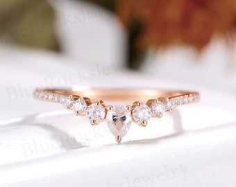 Vintage Diamant Ehering Roségold Moissanite Chevron Ehering Stapelring Versprechen Verlobung Stapelring Versprechen