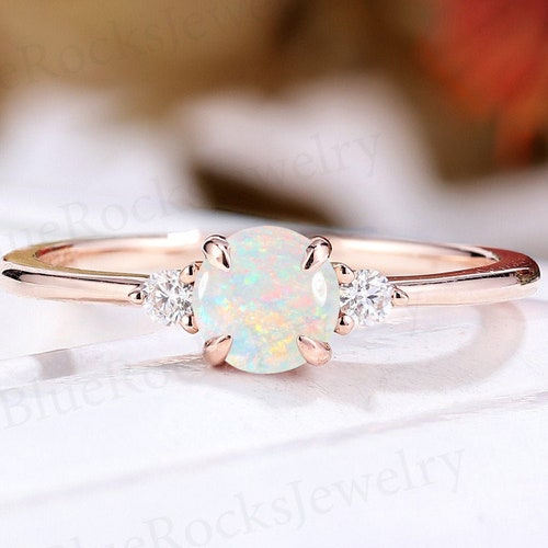 Vintage Opal Engagement Ring Art Deco Opal Wedding Ring - Etsy