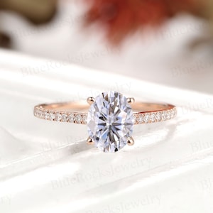Vintage Moissanite Engagement Ring,Art Deco  Oval Cut Ring,Antique Half-Eternity Bridal Ring,Anniversary Ring,Women&#39;s Promise Jewelry Gift