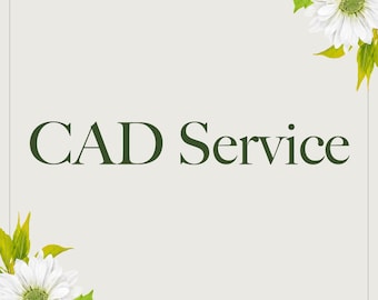 Puede incluir: Un letrero rectangular con fondo gris claro y el texto verde oscuro CAD Service centrado en el medio. Las esquinas superior derecha e inferior izquierda están decoradas con racimos de rosas rosadas, margaritas blancas y hojas verdes.