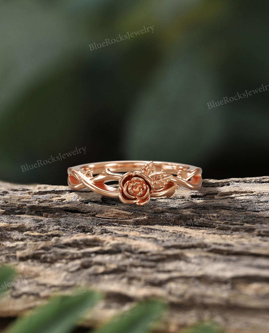 Nature Inspired Rose Flower Ring,dainty Gold Wedding Rings,romantic ...