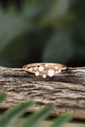 Vintage Opal Engagement Ring,Delicate Rose Gold Wedding Band,Unique Cluster Opal Ring,Bridal Ring,Antique Anniversary Promise Ring For Women
