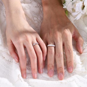 2pcs Nature Inspired Couple Rings Set Sterling Silver Moissanite Wedding Ring Leaf Shape Handmade Band Promise Rings For Men And Women image 3