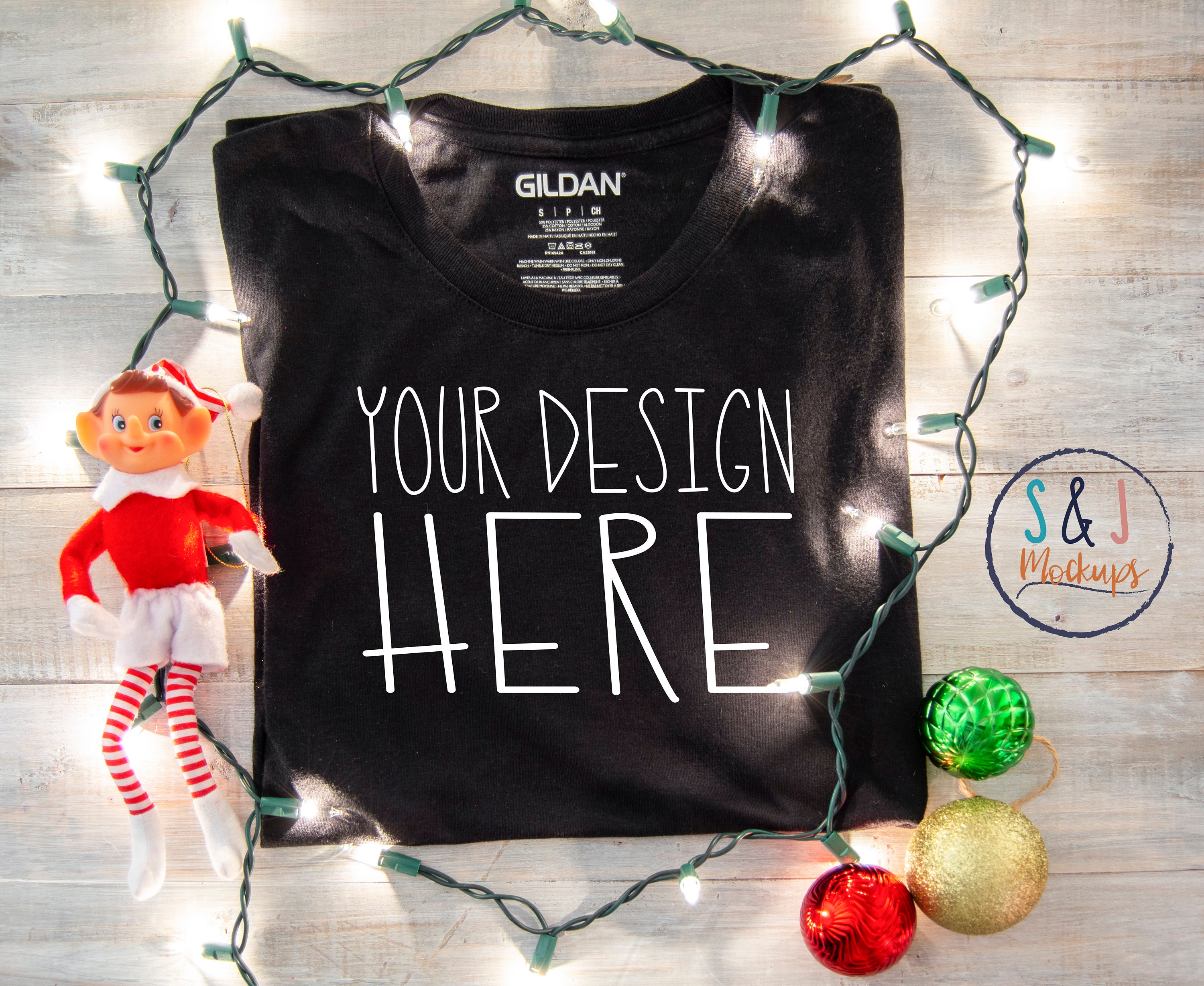 Download Christmas T Shirt Mockup Christmas Photo Black T Shirt Etsy