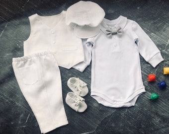 Traje de bautizo de niño, traje de bautizo de niño manga larga, traje de bautizo niño BLANCO, trajes de bautizo para niños, lino blanco