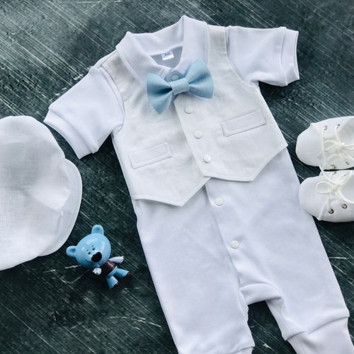 Baby Boy Baptism Outfit SHORT Sleeve Baby Boy Christening Etsy