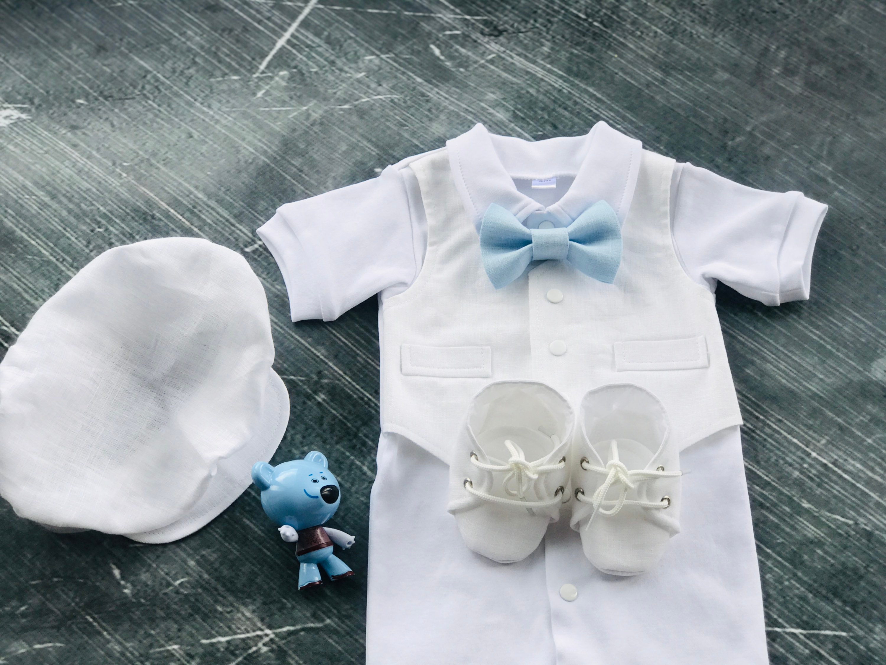 Baby Boy Baptism Outfit SHORT Sleeve, Baby Boy Christening Outfit BLUE ...