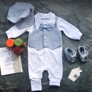 Baby Jungen Taufe Outfit, Baby Jungen Tauf Outfit weiß, Jungen Taufe Outfit Langarm, Taufoutfits für Jungen, weiß Leinen Outfit