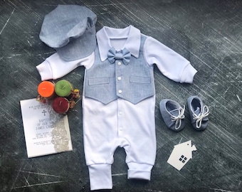 Baby boy baptism outfit, baby boy christening outfit white, boy baptism outfit long sleeve, christening outfits for boys, white linen outfit