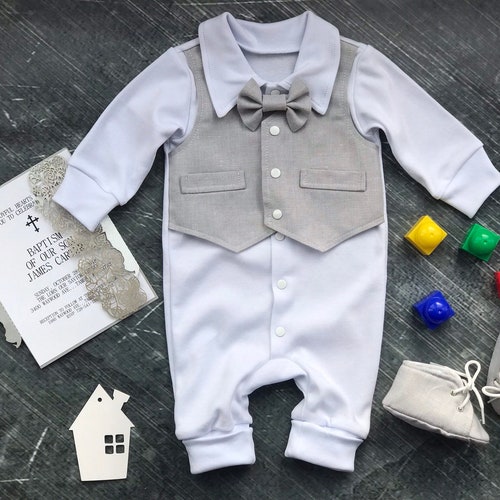 Baby Boy Baptism Outfit Long Sleeve Baby Boy Christening Etsy