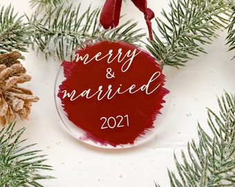 Our first Christmas married | Christmas tree ornament decorations | Married and Merry | Acrylic ornament | Personalized Christmas Ornament