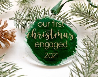 Christmas ornaments personalized| Our first Christmas engaged| Christmas tree ornament decorations| Acrylic ornament|