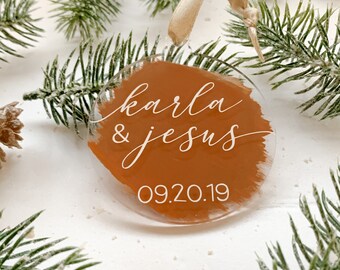 Personalized Christmas ornament | Christmas tree ornament decorations | Married and Merry | Acrylic ornament | Couples name Ornament