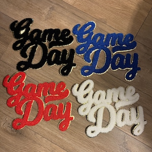 Glitter Chenille Game Day Iron-On Patch - Luxurious & Textured Embroidered Applique, Sports Moms